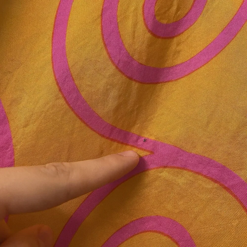 VTG Rudi Gernreich Swirl Silk Scarf Square 30x30 Mod 60s Orange Pink Designer